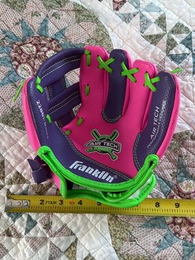 Franklin Kids Pink & Purple Baseball Glove with Neon Green Accents